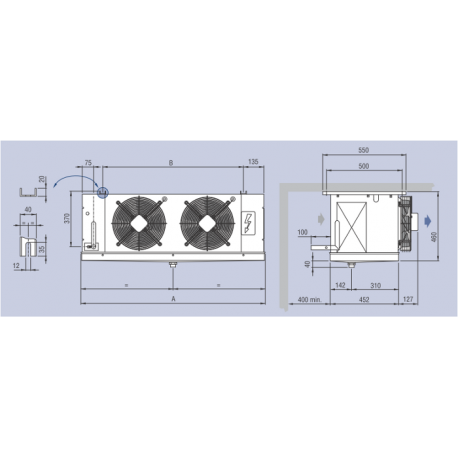 Aeroevaporatore CTE 174H3 ED per refrigerazione industriale, marca [product_brand].