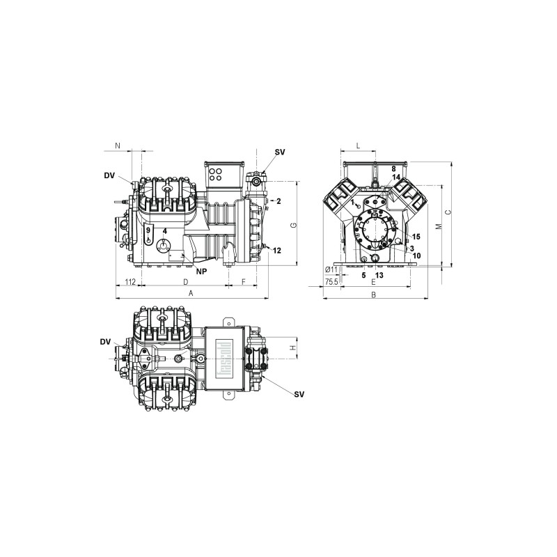 Compressore Frascold V 15 71E per impianti di refrigerazione industriale