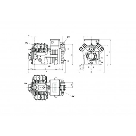 Compressore Frascold V 35 103Y per impianti HVAC industriali.