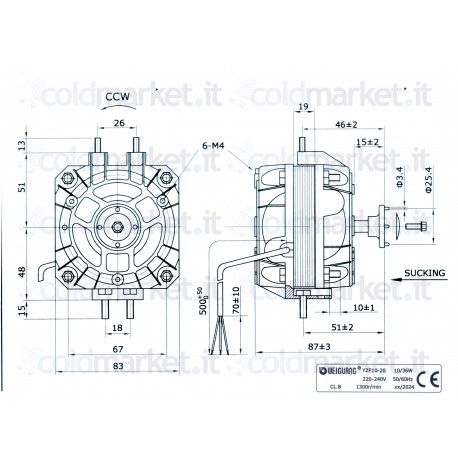 Ventilatore Yzf-10 10 Watt pentavalente Weiguang x24 per applicazioni HVAC