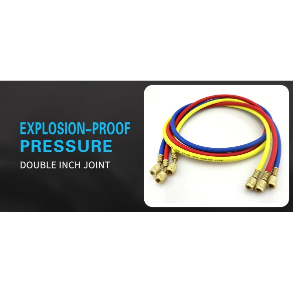 Set di tubi di ricarica refrigerante CT-372-RYB-P 180 cm 1/4″ SAE per HVAC/R.