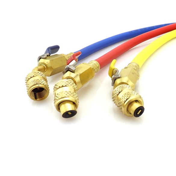 Set de 3 Tubes de Recharge de Réfrigérant CT-360-RYB-HV 150 cm 1/4″ SAE avec Robinet à Boule – HVAC/R