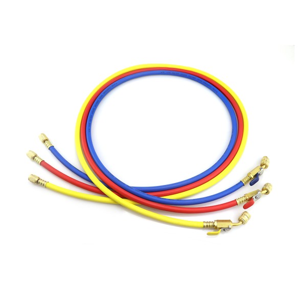 Set de 3 Tubes de Recharge de Réfrigérant CT-360-RYB-HV 150 cm 1/4″ × 5/16″ SAE avec Robinet à Boule – HVAC/R