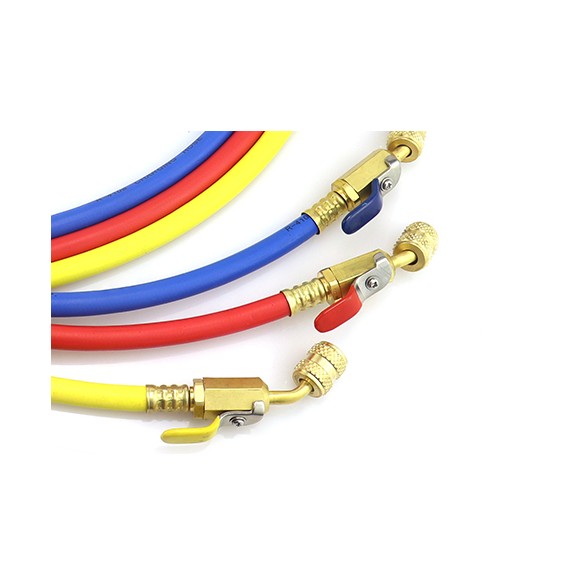 Set de 3 Tubes de Recharge de Réfrigérant CT-360-RYB-HV 150 cm 1/4″ × 5/16″ SAE avec Robinet à Boule – HVAC/R