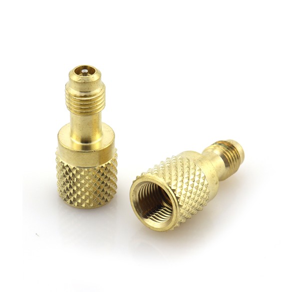 Adaptateur AD-89 F-5/16″ SAE × M-1/4″ SAE Rotatif avec Noyau et Dépressuriseur – HVAC/R