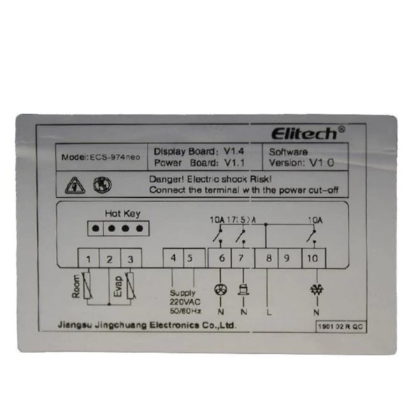 Controllore Digitale Elitech ECS-974 NEO per Refrigerazione con Gestione Compressore, Sbrinamento e Ventole