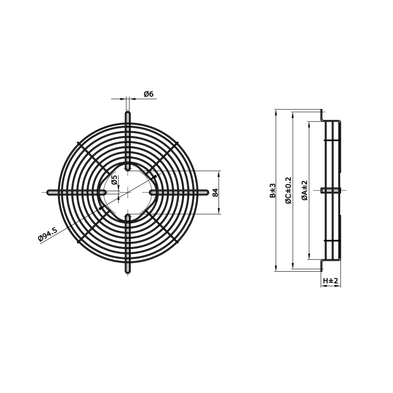 Griglia di Protezione Weiguang GRID 230 mm H27...